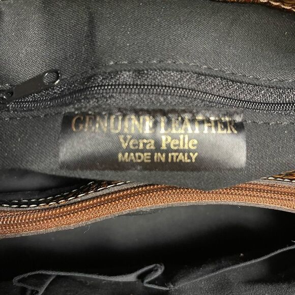 Unbranded Vera Pelle genuine leather croc print embossed shades of brown Satchel - Picture 13 of 14